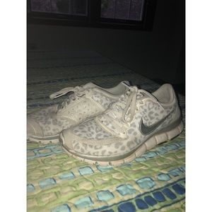 White Nike Cheetah Print Sneakers